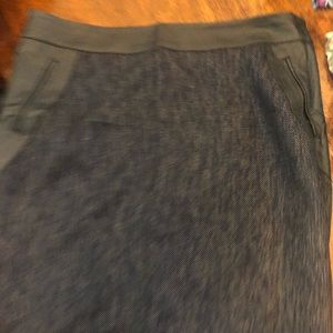 Blue heathered & leather skirt